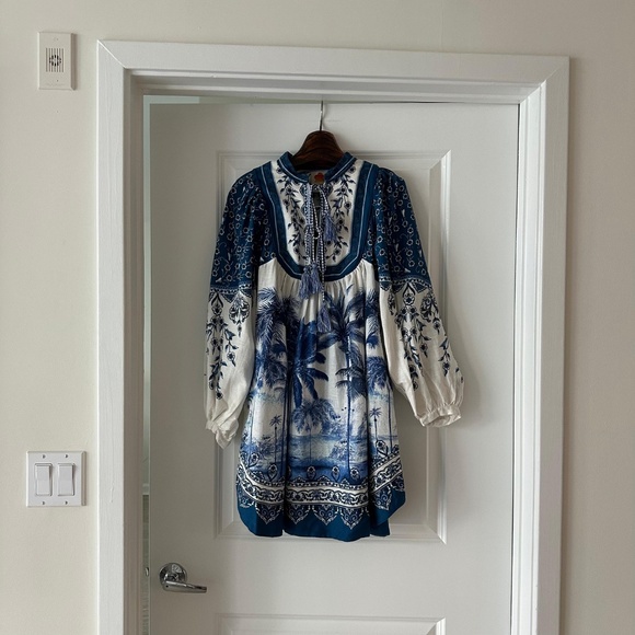 Farm Rio Off-White Palm Tree Beach Mini Dress - Picture 4 of 8